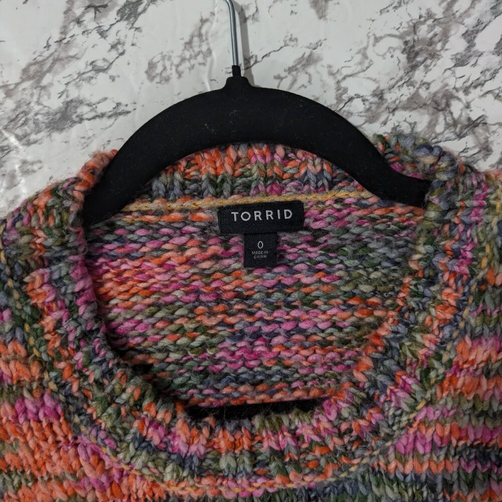 Torrid Multicolored Drop Shoulder Pullover Space Dye Sweater - Picture 2 of 5